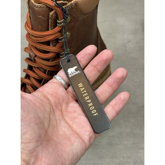 Sorel Lennox Lace STKD Brown Leather Waterproof Lace Up Boots Size 7 Retail $189 - Picture 13 of 14